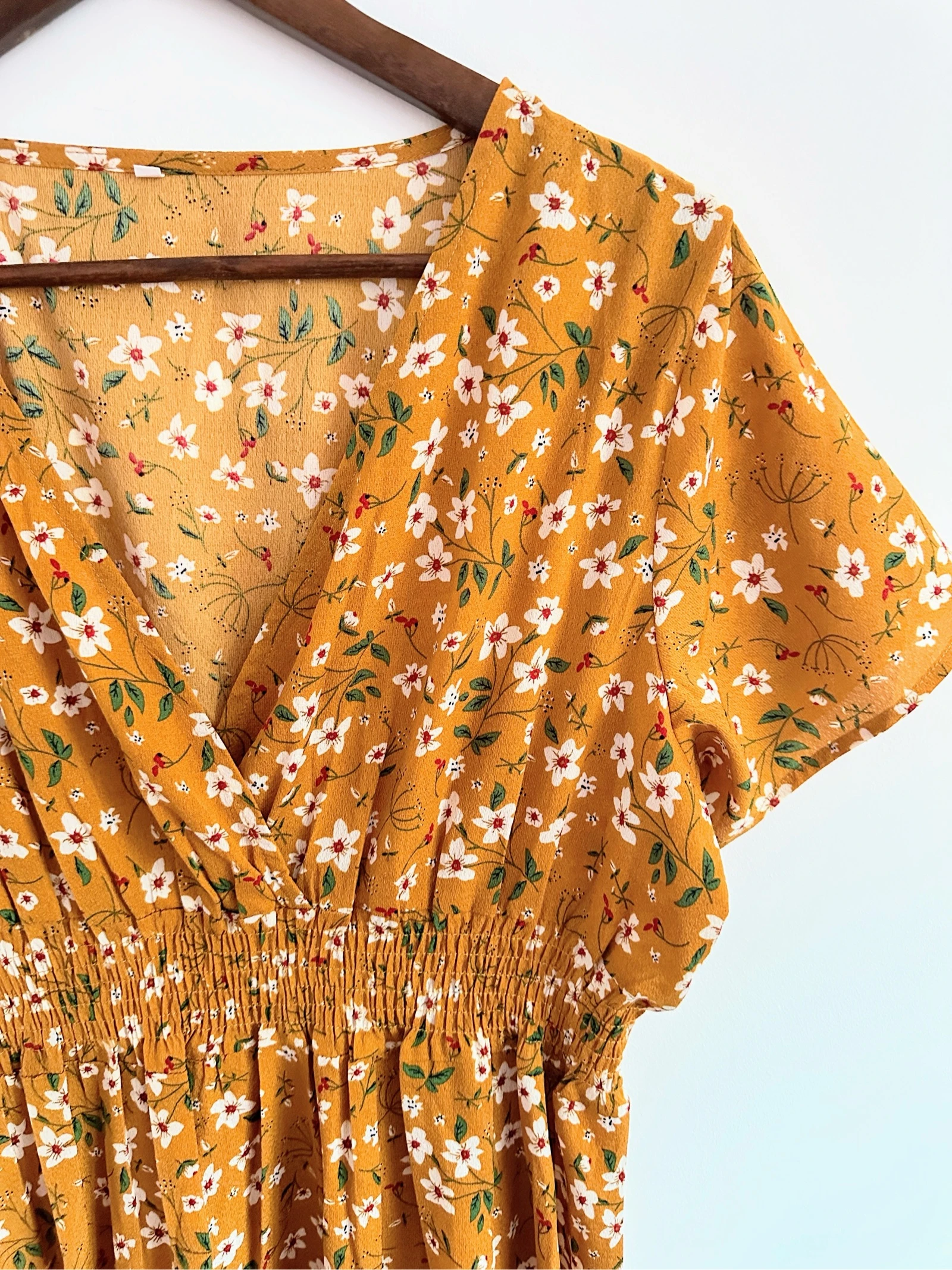 Mustard floral boho-style midi dress - Basic bohemian size XL – photo 2